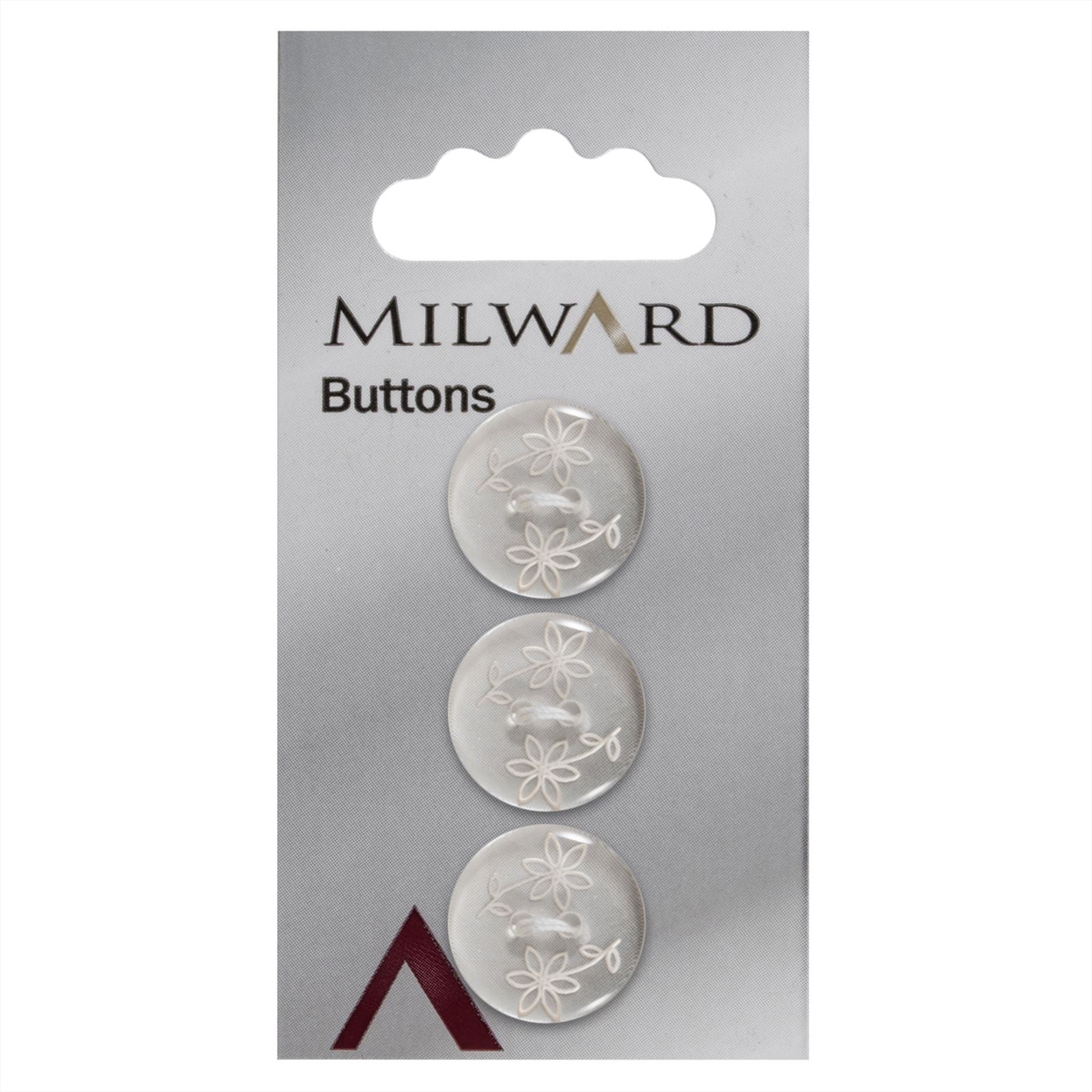 Milward Knoop Transparant met Bloemenwerkje 17mm (3 stuks)