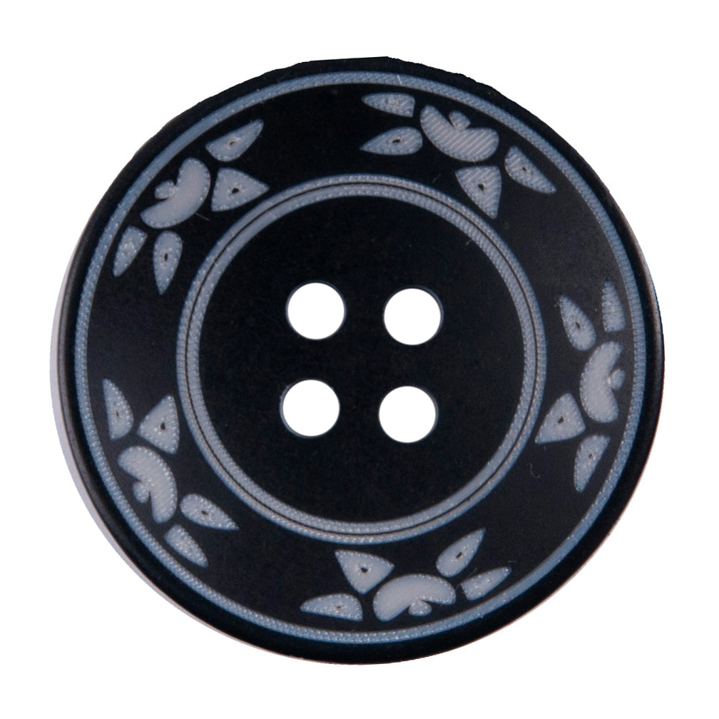 Milward Knoop Zwart Met Bloemdetail 25mm (2 stuks) (2)
