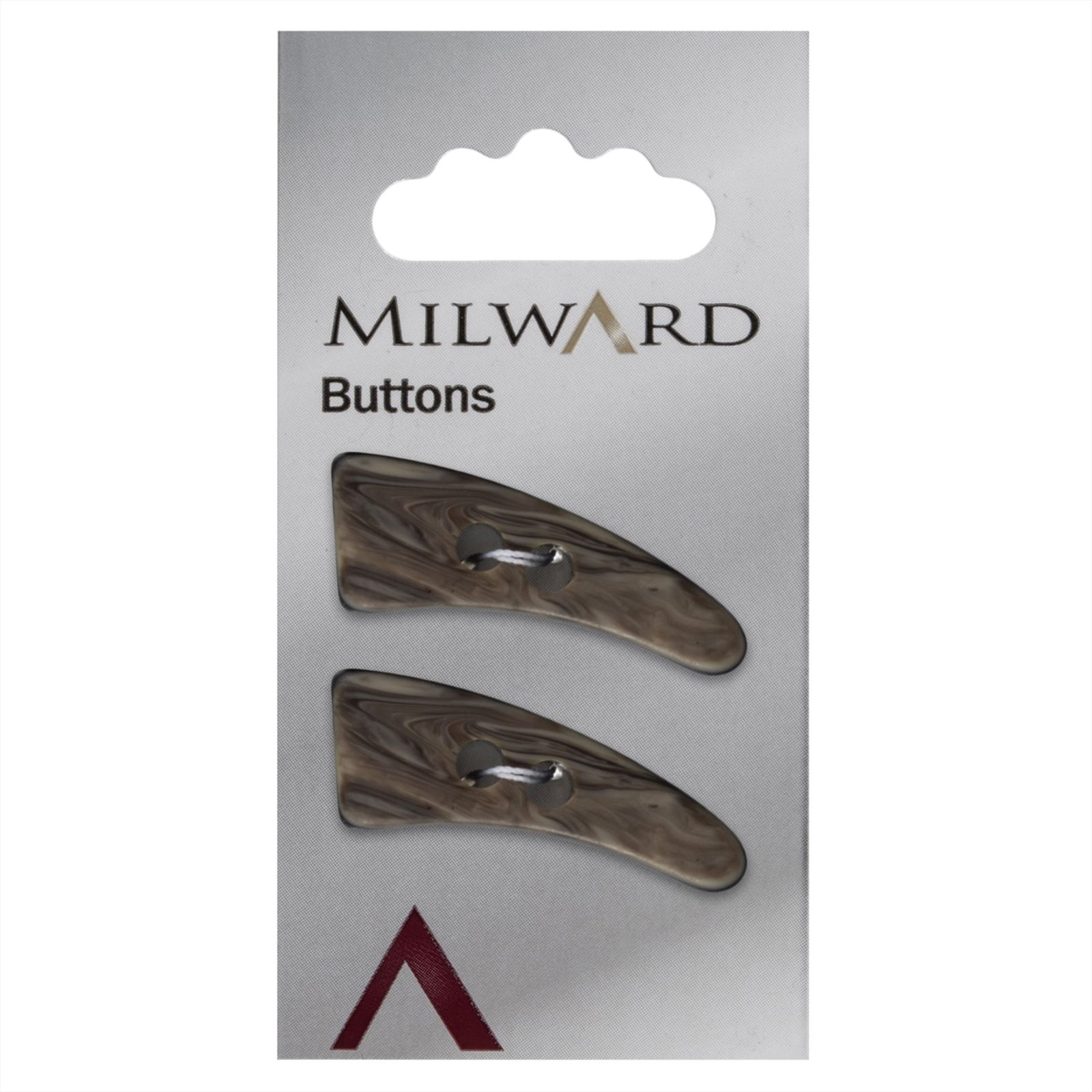 Milward Langwerpige Knoop met Bogen Zwart/Wit/Beige 22mm (2 stuks)