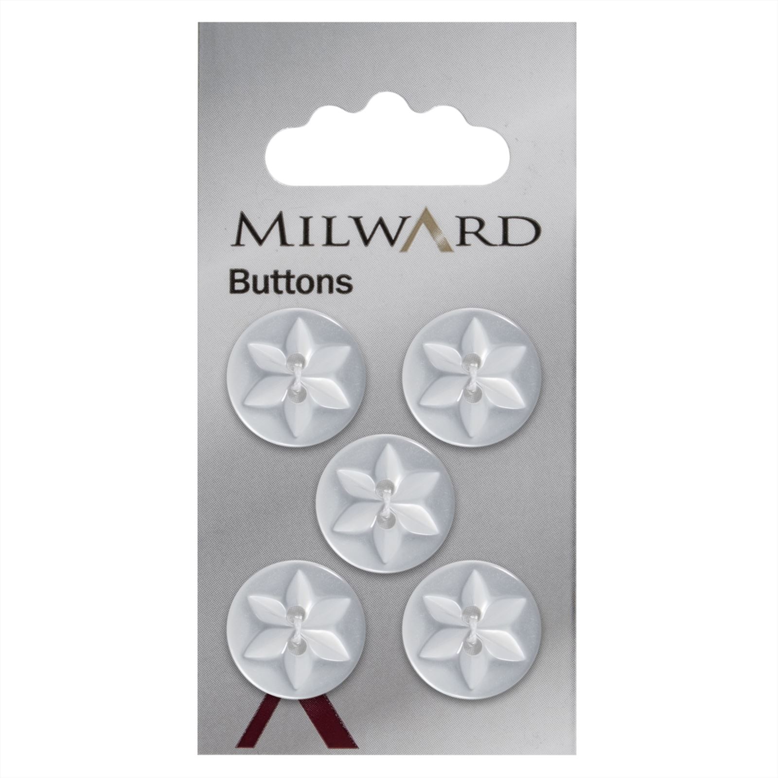 Milward Parelmoer Knoop met Ster Wit 17mm (5 stuks)