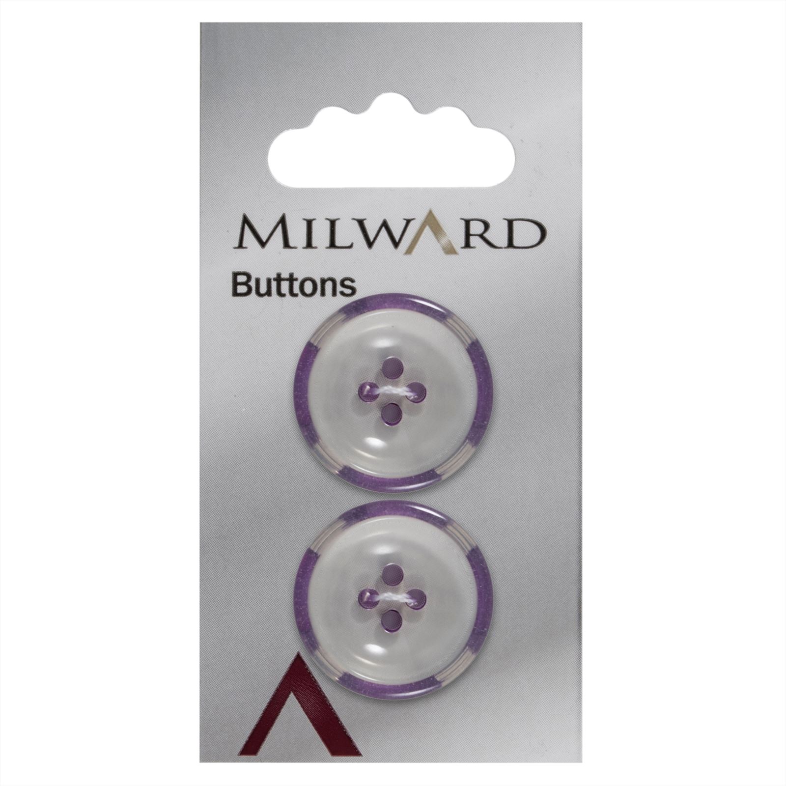Milward Wit Doorschijnende Knoop met Paarse Rand 22mm (2 stuks)
