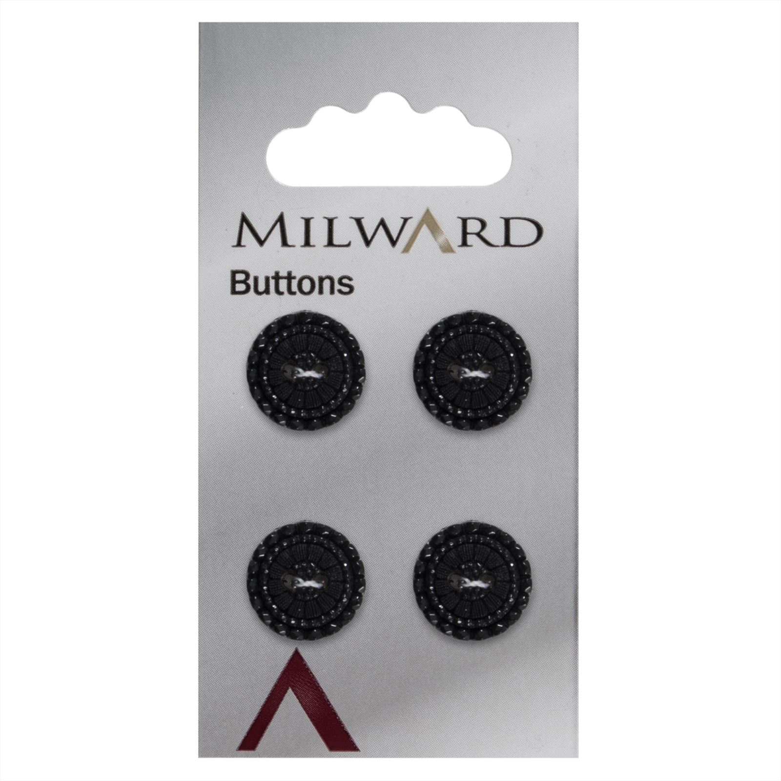 Milward Zwarte Knoop met Zwarte Verschillende Steentjes 15mm (4 stuks)