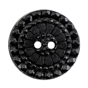 Milward Zwarte Knoop met Zwarte Verschillende Steentjes 25mm (2 stuks) (2)