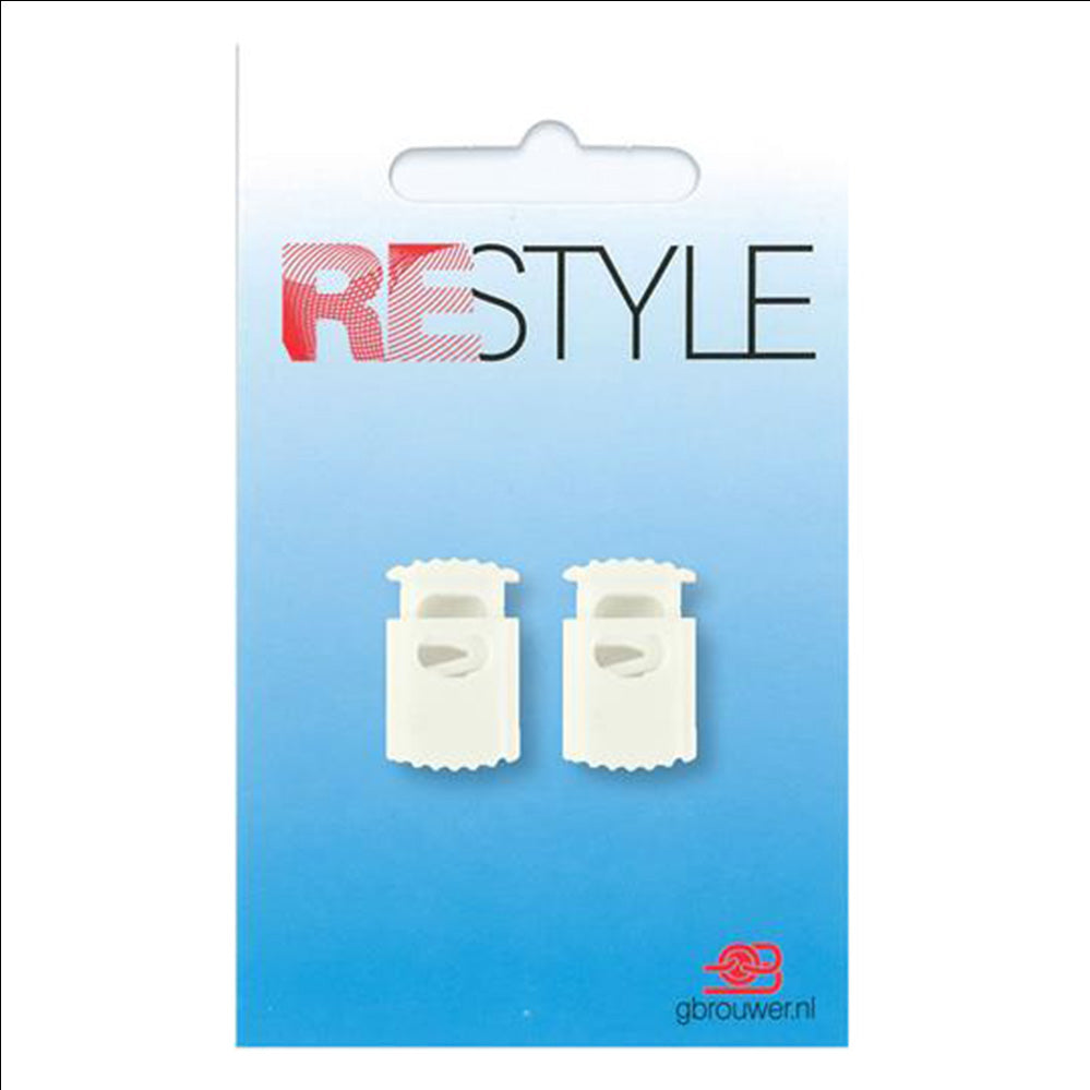 Restyle Koordstop 1-gaats Kunststof 2 stuks 009 Wit