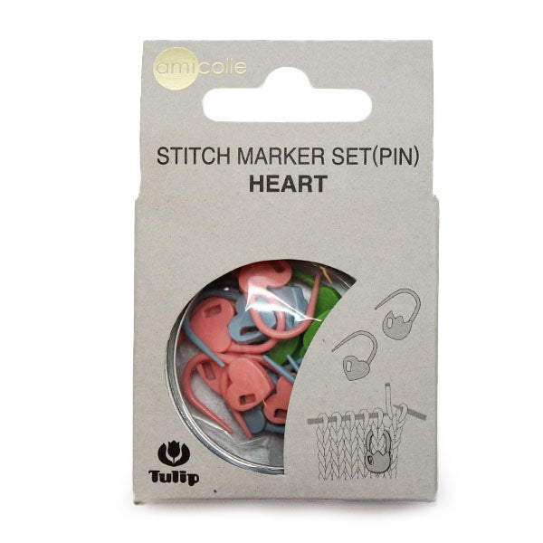 Stitchmarker pinheart — gemaakt met Tulip Vergrendelbare Markeerringen Set Hart (15 stuks)