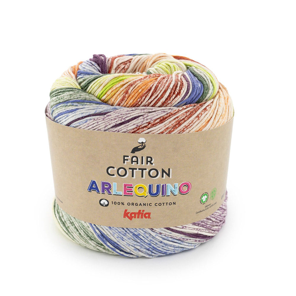Katia Fair Cotton Arlequino 252 Paars-Oranje-Groen