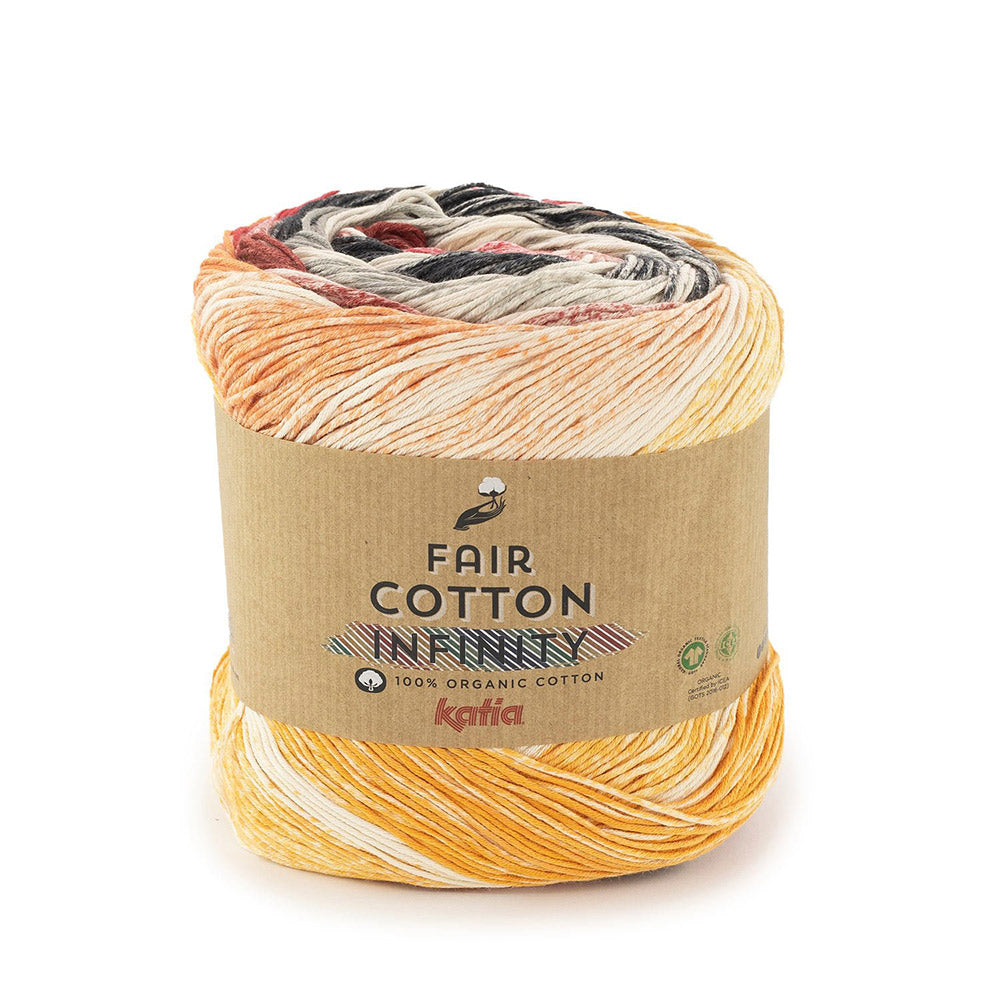Katia Fair Cotton Infinity 109 Rood-Oranje-Zwart