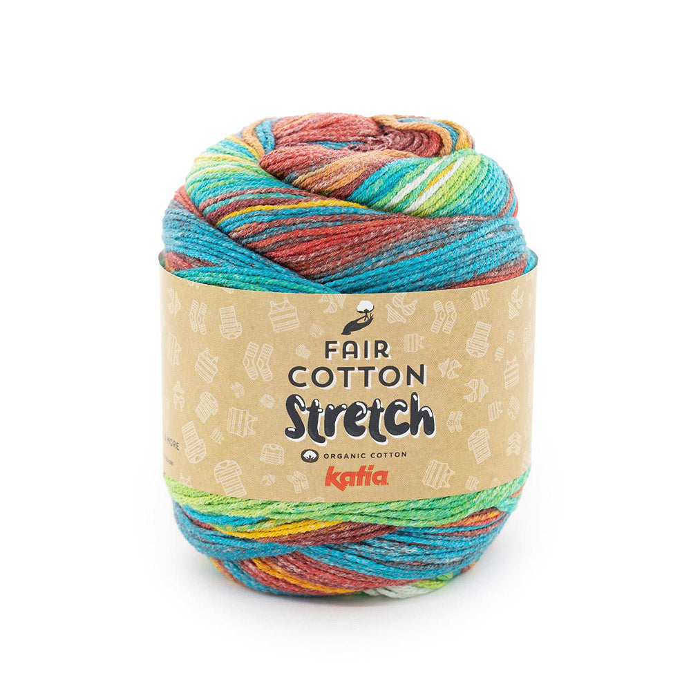 Katia Fair Cotton Stretch 104 Groen-Rood-Blauw-Geel