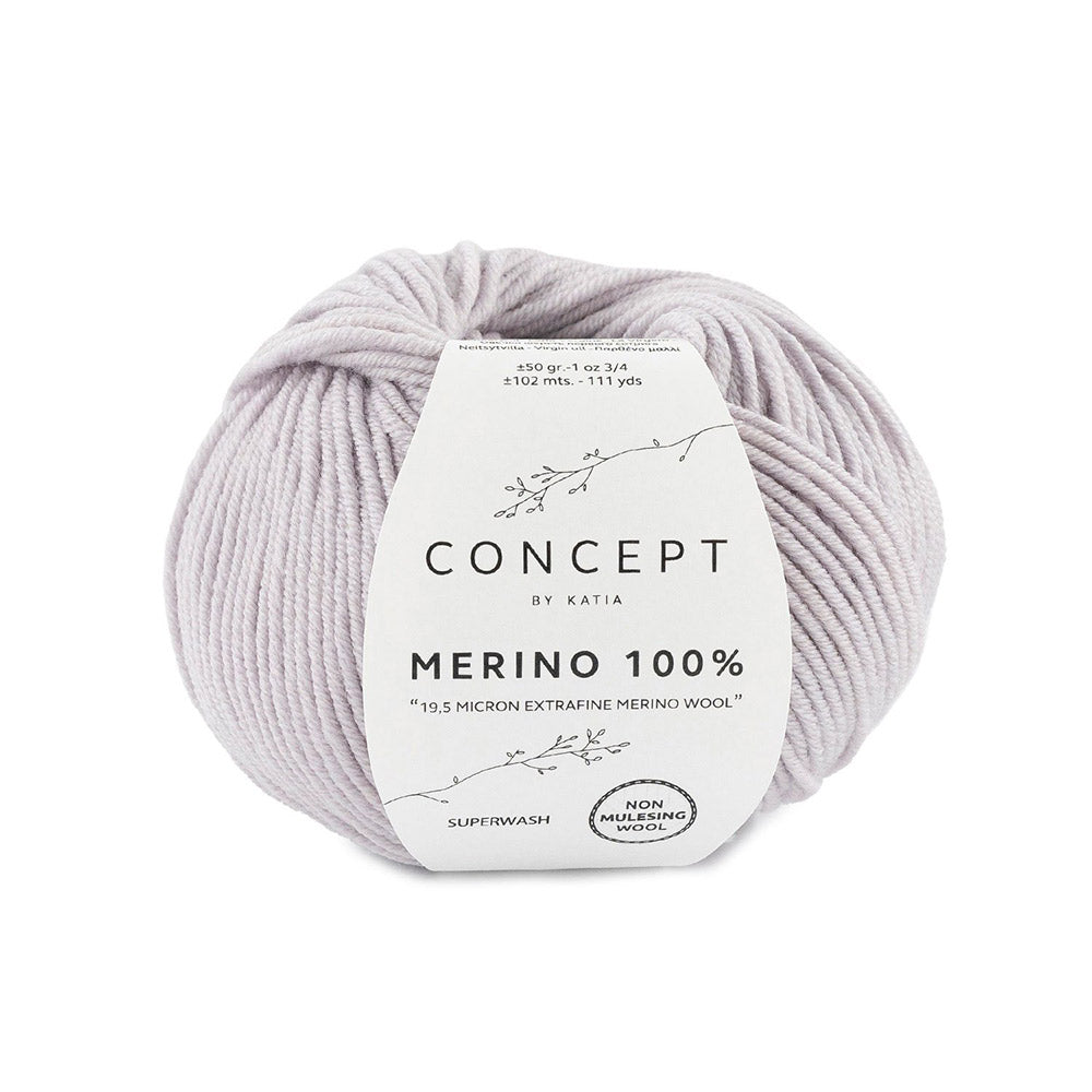 Katia Merino 100% 086 Parelachtig licht grijs
